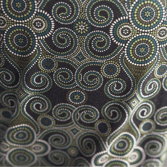 Prana Black & Green Patterned Long Sleeve Wrap Style V-Neck 3/4 Sleeve Dress - Picture 11 of 16